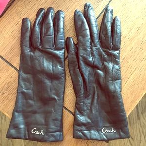 Coach black leather gloves